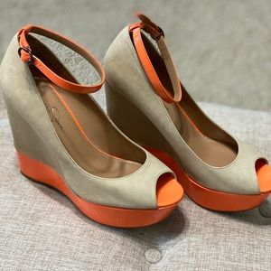 Jessica Simpson Wedge Heel- Orange and Beige